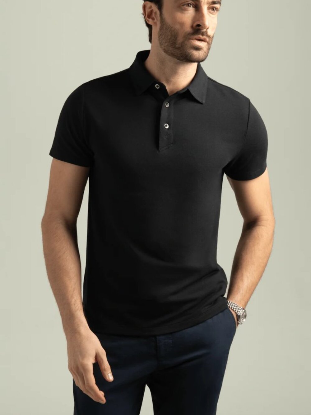 HyperNatural Black Premium Bio-performance Dagger SlimFit Micro-Pique Polo/19030